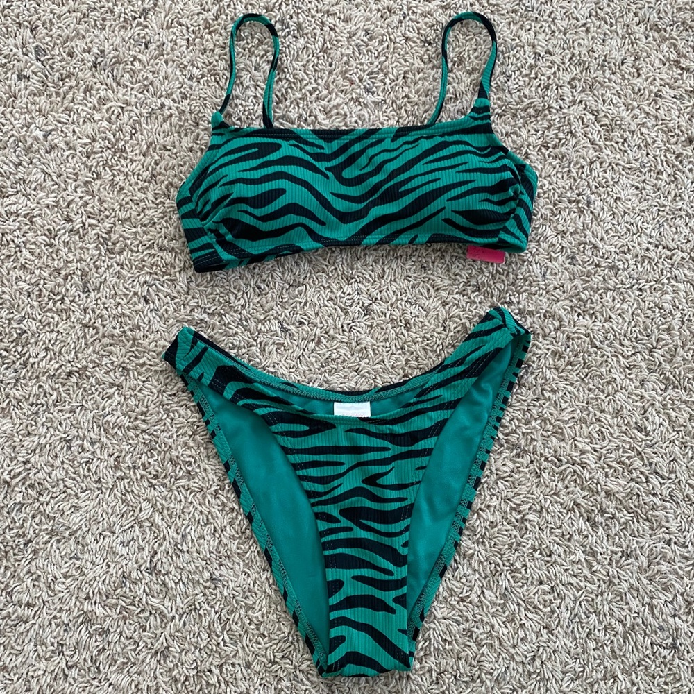 NWT Target Emerald Zebra Print Bikini